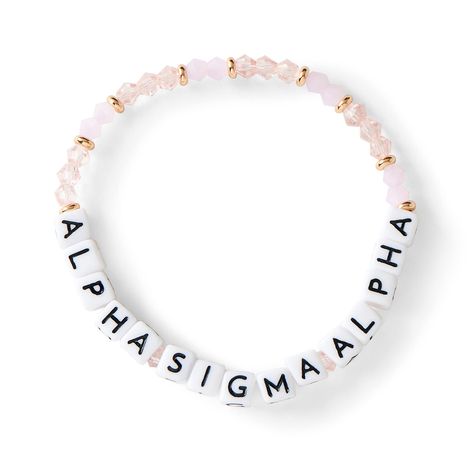 PRICES MAY VARY. REPRESENT & SUPPORT – A sorority family is a family unlike any other. Wear that on your sleeve (literally!) with our Alpha Sigma Alpha big and little bracelets sorority sisters are sure to love. Represent your sisterhood wherever you go and express your love and support. CLASSY ELEGANCE – The Alpha Sigma Alpha Name Bracelet is one of a kind when it comes to beauty, elegance, and sheer class. Glass and 18K gold plated beads work harmoniously together to form a sorority sister jew Alpha Bracelet, Alpha Designs, Sorority Names, Sorority Colors, Big Little Sorority, Sorority Jewelry, Alpha Sigma, Big Sister Gifts, Big Little Gifts