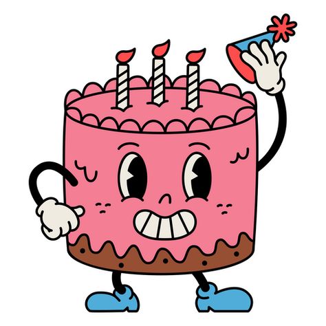 Cake retro cartoon birthday PNG Design Vintage Cake Illustration, Birthday Cake Cartoon, Birthday Cake Illustration, Cartoon Birthday Cake, Retro Cake, Cartoon Birthday, Cartoon Download, Cake Illustration, Gift Card Design