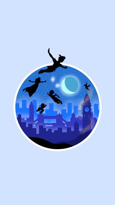 Peter Pan Disney illustration By Laura Alice Peter Pan Illustration, Peter Pan Flying, London Silhouette, Second Star To The Right, Peter Pan Disney, Disney Illustration, Peter Pan, Paper Craft, Craft Ideas