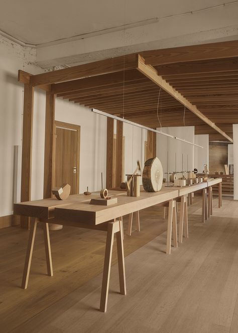 Wood Exhibition, Zaha Hadid Design, Copenhagen Design, Separating Rooms, Norm Architects, Different Types Of Wood, Architecture Awards, Wooden Tables, Functional Design