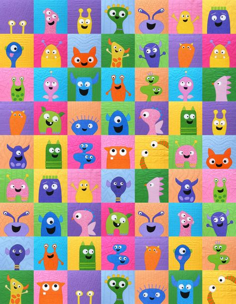 Monster Quilt Pattern, Monster Quilt, Quilt Layers, Easy Quilt, Quilt As You Go, Machine Applique, Crib Quilt, Twin Quilt, 3rd Baby