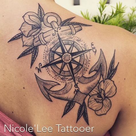 Anker Tattoo Design, Anchor Compass Tattoo, Navy Tattoos, Le Tattoo, Anchor Tattoo Design, Anker Tattoo, Anchor Tattoos, Nautical Tattoo, Anchor Tattoo