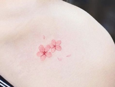 Floral Back Tattoos, Sakura Tattoo, Cherry Tattoos, Flower Tattoo Ideas, Small Pretty Tattoos, 4 Tattoo, Bff Tattoos, Cute Tiny Tattoos, Blossom Tattoo