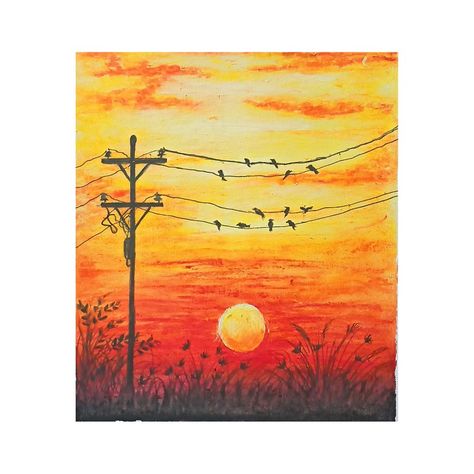 #Sun#evening#light post#birds Evening Drawing Easy, Sun Evening, Light Post, Bird Sketch, Evening Light, Drawings Simple, Beginner Painting, Post Lights, Realistic Drawings