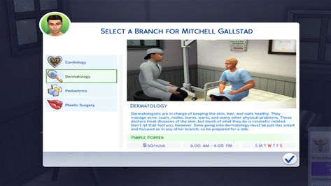 Medical career-Cardiology, Pediatrics, Plastic Surgery, and Dermatology - The Sims 4 Catalog Plastic Surgery Mod Sims 4, Sims 4 Surgery Mod, Sims 4 Career Mods, Med School Student, Sims Pets, Medical Profession, Best Career, Medical Careers, Sims 4 Expansions