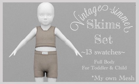 ˗ˏˋSkims Set ˎˊ˗ | Vintage-simmer on Patreon Vintage Simmer Cc, Sims 4 Toddler Clothes Patreon, Sims 4 Jobs, Infant Cc, Sims 4 Piercings, Clothes Cc, Sims Baby, Sims 4 Traits, Cc Folder