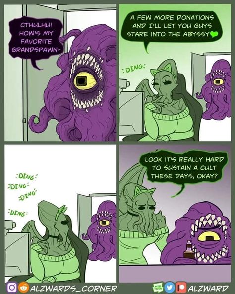 Dnd Funny, Funny Comic Strips, Everything Funny, Call Of Cthulhu, Comics Memes, E Girl, Fun Comics, Cute Comics, Cthulhu