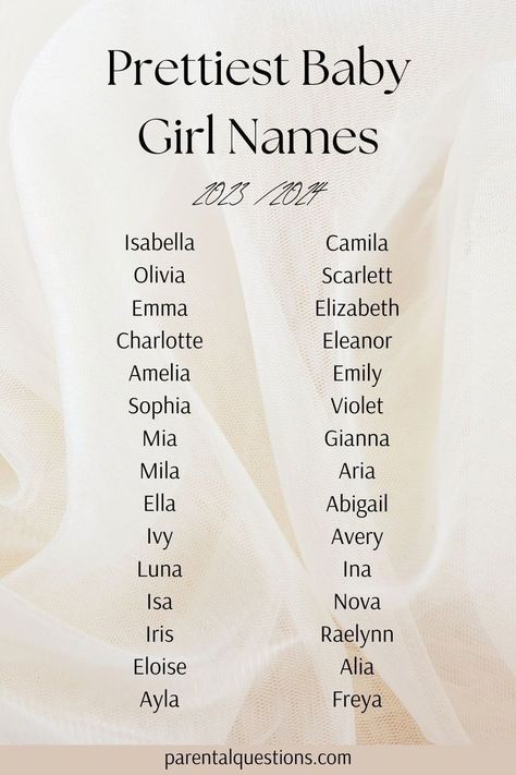 Looking for the perfect baby girl name idea? We’re sharing 100 prettiest girl names that we’re loving for 2023 and 2024. Whether you’re looking for a unique baby girl name, girl name with meaning, classic, traditional, modern, or vintage baby girl names, we have you covered. Girl Name With Meaning, Girl Names With E, Traditional Baby Girl Names, Modern Baby Girl Names, Vintage Baby Girl Names, Name With Meaning, Popular Baby Girl Names, Old Fashioned Baby Names