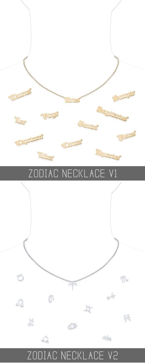 ZODIAC NECKLACE (V1 & V2) | Simpliciaty no Patreon Sims 4 Piercings, Sims 4 Tattoos, Free Sims 4, The Sims 4 Packs, Zodiac Tattoos, Zodiac Necklace, Cute Room Ideas, Kids Necklace, Zodiac Necklaces