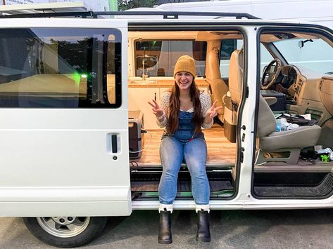 Chevy Astro Van Conversion, Astro Van Conversion, Chevy Conversion Van, Class B Camper Van, Homes On Wheels, Chevy Astro Van, Beautiful White Kitchens, Astro Van, Portable Refrigerator