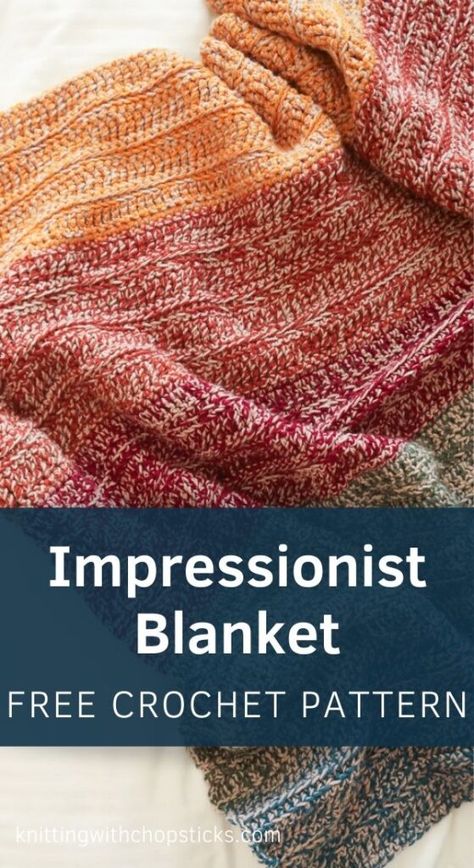 Easy Crochet Blanket Pattern | Impressionist Blanket | Knitting with Chopsticks Easy Crochet Blanket Pattern, Chunky Crochet Blanket Pattern, Chunky Crochet Blanket, Crochet Blanket Pattern Easy, Crochet Afgans, Crochet For Beginners Blanket, Easy Crochet Blanket, Crochet Blanket Designs, Crochet Blanket Pattern