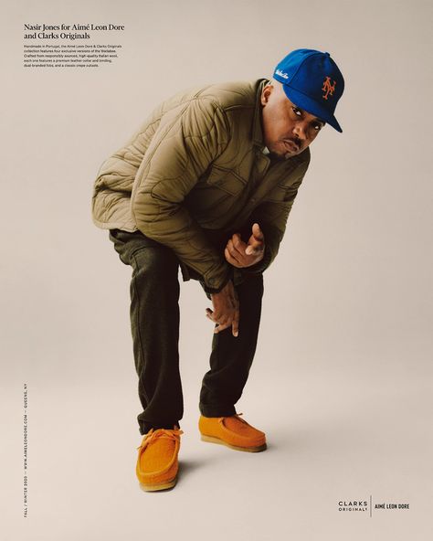 Nas helps Aimé Leon Dore debut its new Clarks Wallabee collaboration, which pays homage to the shoe's hip-hop history. Find out more here. Wallabees Outfit Men, Clarks Outfit, Clarks Wallabees Outfit, Clarks Wallabees Men, Wallabees Outfit, Nasir Jones, Clarks Shoes Mens, Clarks Wallabees, Aime Leon Dore