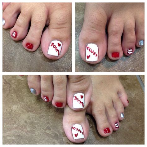 OU Boomer Sooner Oklahoma Sooners Nails, Ou Nails Boomer Sooner, Dip Colors, Sooners Football, Oklahoma Sooners Football, Football Nails, Ou Football, Ou Sooners, The University Of Oklahoma