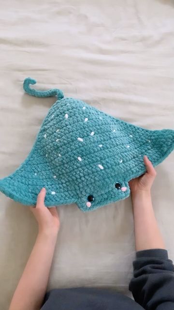 Manta Ray Crochet Pattern Free, Crochet Patterns For Dogs, 2024 Crochet, Fish Ideas, White Eyes, Glitter Eyes, So Thankful, Free Crochet Patterns, White Crochet