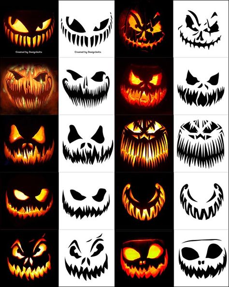 420+ Free Printable Halloween Pumpkin Carving Stencils, Patterns, Designs, Faces & Ideas Pumpkin Face Templates, Printable Pumpkin Carving Stencils, Stencils Patterns, Scary Pumpkin Faces, Halloween Gesicht, Pumpkin Carving Stencils, Scary Halloween Pumpkins, Halloween Pumpkin Carving Stencils, Halloween Pumpkin Carving