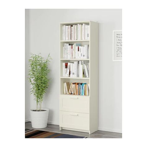 BRIMNES Bookcase - white - IKEA Bookshelf With Drawers, Hemnes Bookcase, Ikea Bookcase, Bookcase With Glass Doors, Ikea Bookshelves, Tv Storage, Painted Drawers, Billy Bookcase, White Bookcase