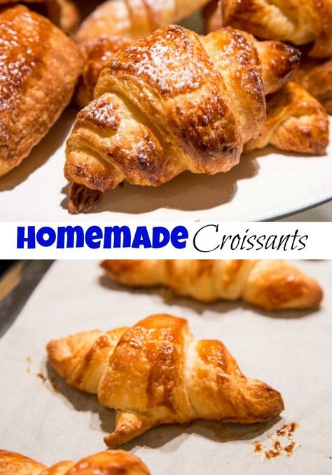 Homemade Croissants - buttery, flakey, and delicious croissants you can make at home! Easy Croissant Recipe, Crossiant Recipes, Crossant Recipes, Fresh Milled Flour, Homemade Croissants, Wheat Recipes, Croissant Recipe, Best Bread Recipe, Easy Homemade Recipes