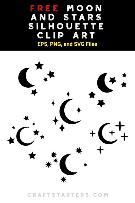 Moon And Stars Silhouette, Moon And Stars Svg Free, Stars Svg Free, Moon Svg Free, Moon And Stars Tattoo Designs, Moon And Stars Drawing, Stars Tattoo Designs, Moon And Star Tattoo, Moon And Stars Svg