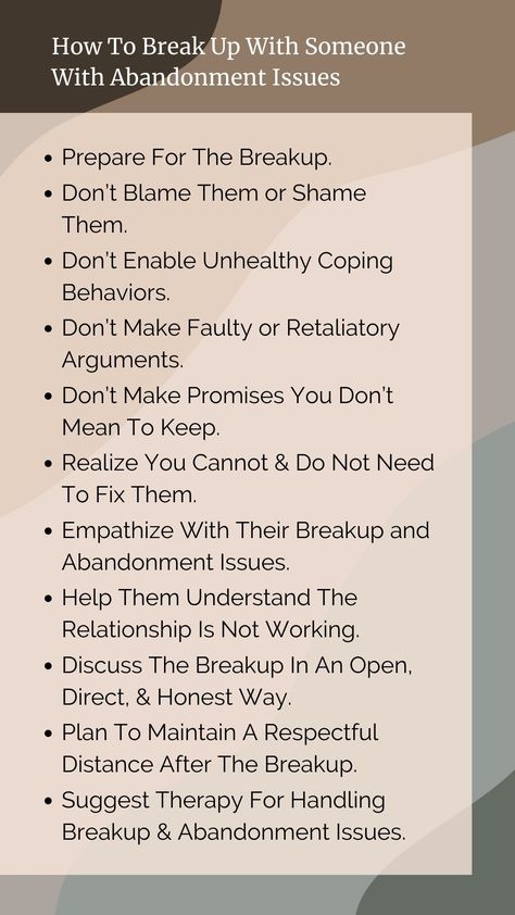 Breaking up is especially tough when the person you’re ending things with is afraid of being left alone.

Their fears of abandonment can make them react in intense ways, turning the break-up process complex and emotionally charged.

Read the detailed 12 tips for breaking up with them. Reassure Your Boyfriend, Psychology Blog, How To Break Up, Abandonment Issues, Breaking Up With Someone, Break Up, Writing Therapy, Breaking Up, Positive Psychology