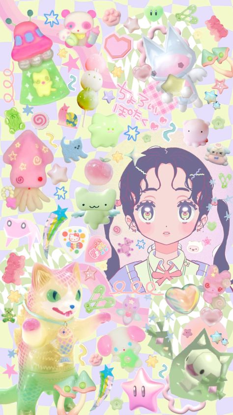 🍡🌸💚 #maximalist #wallapaper #pastel #pastelcolors #softcolors #scrapbook #vibes #kawaii Kawaii Maximalism, Maximalist Wallpaper, Cute Iphone Wallpaper Tumblr, Coquette Wallpaper, Wall Collage Decor, Sweet Magic, Y2k Background, Minecraft Drawings, Future Wallpaper