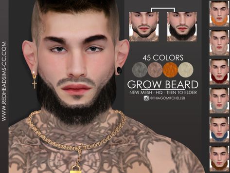 Redhead Sims CC Sims 4 Beard Cc, Sims 4 Beard, Sims 4 Men Clothing, Sims 4 Hair Male, Sims 4 Male Clothes, Sims 4 Black Hair, Kendall Jenner Chanel, Men's Facial Hair, Mens Facial Hair Styles