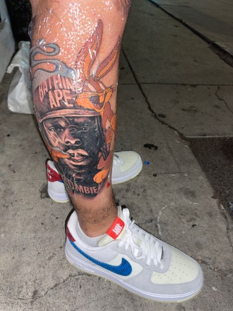 Meechie Darko Tattoo with Bugs Bunny Flatbush Zombies Tattoo, Flatbush Zombies, Zombie Tattoos, Bugs Bunny, Zombie, Bugs, Tattoos, Zombies, Bugs And Insects