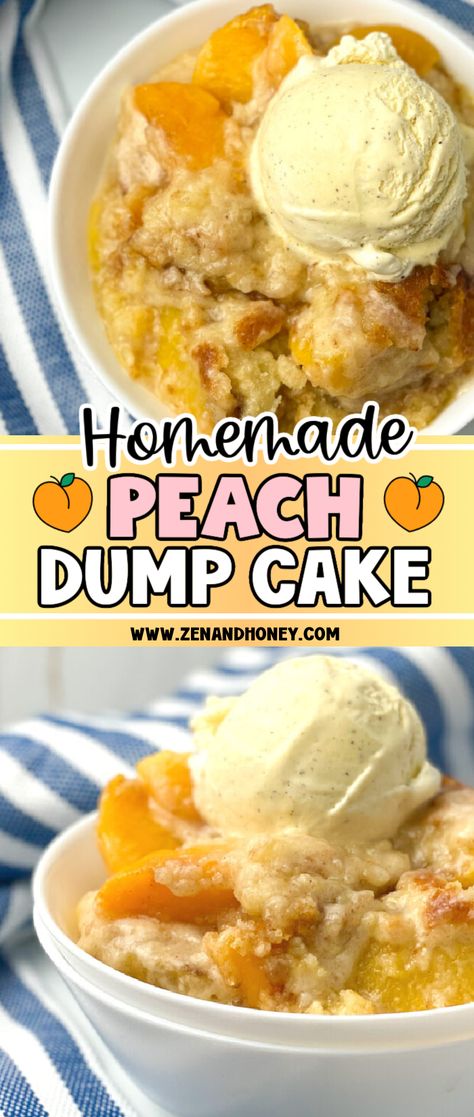 This homemade 4-ingredient peach dump cake is one of the easiest desserts to make and only needs handful of ingredients to whip up. Peach Dump Cake Easy, Dump Cake Peach, Easiest Desserts, Cinnamon Swirl Cake, Lemon Cupcake Recipe, Peach Dump Cake, Cream Cheese Sugar Cookies, Banana Bread Cookies, Butter Cinnamon