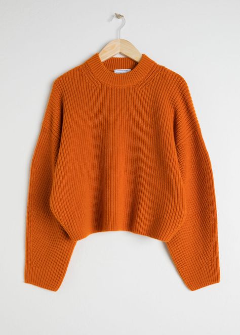 Rib Knit Sweater, Knitting Fashion, Pullovers Outfit, Sweater Dress Outfit, Orange Sweater, Orange Outfit, Braut Make-up, Pullover Outfit, Shirts Ideas