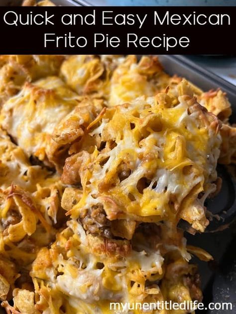 Casseroles With Refried Beans, Frito Dinner Recipes, Easy Mexican Supper Ideas, Frito Pie With Refried Beans, Meal With Refried Beans, Crock Pot Frito Chili Pie, Crockpot Frito Pie With Enchilada Sauce, Frito Pie Casserole Easy, Mexican Casserole With Refried Beans