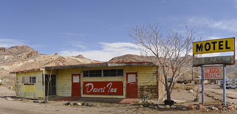 The Desert Inn - Beatty, Nevada, abandoned building, Mojave Desert Nevada Aesthetic, Nevada City California, Nevada Desert, Night Vale, Nevada City, Fallout New Vegas, Mojave Desert, Southwest Desert, Abandoned Buildings