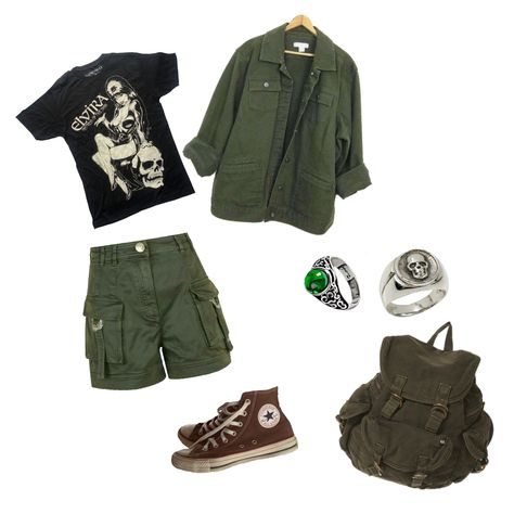 Green Asthetics Outfit, Green Grunge Outfit Men, Green Shorts Outfit Aesthetic, How To Style A Green Shirt, Grunge Outfit Board, Green Cargo Shorts Outfit, Green Aesthetic Clothes, Grunge Summer Fits, Green Grunge Aesthetic