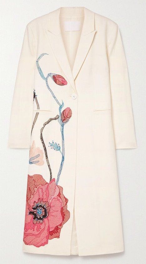 Coat Embroidery, Romantic Dresses, Mode Kimono, Fashion Top Outfits, Embroidered Wool, Abaya Designs, Embroidery On Clothes, Romantic Dress, Wool Blend Coat