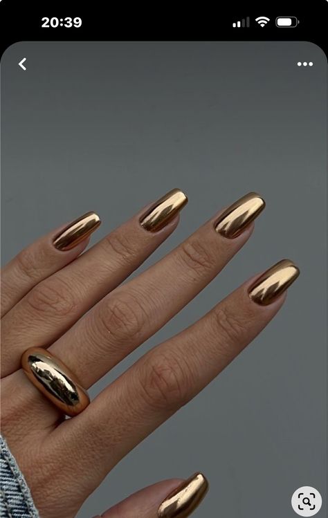 Gold Mirror Nails, Gold Chrome Nail Art, Birthday 28, Gold Chrome Nails, Chrome Nail Art, Lips Nails, Sassy Nails, Mirror Nails, Work Nails