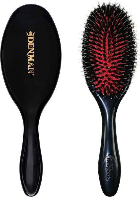 Detangle, Shape & Gloss: This Cushion Brush is filled with a mix of natural bristle and 'porcupine effect' nylon quill for general shaping and conditioning. Ideal for use on wigs, hair extensions. Perfect for brushing out barrel curls for a softer, more natural finish. Assists in creating a smooth up-do style. Mason Pearson Brush, Denman Brush, Hair Knot, Styling Brush, Hair Black, Hair Brush, Thick Hair Styles, Straight Hairstyles, Black Hair