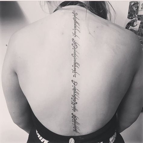 Elfish Tattoo, Elvish Tattoo Lord Of The Rings, Galadriel Tattoo Lord Of The Rings, Lord Of The Rings Chest Tattoo, Lotr Back Tattoo, The Lord Of The Rings Tattoo, Lord Of The Rings Tattoo Minimalist, Lotr Spine Tattoo, Lord Of The Rings Necklace Tattoo