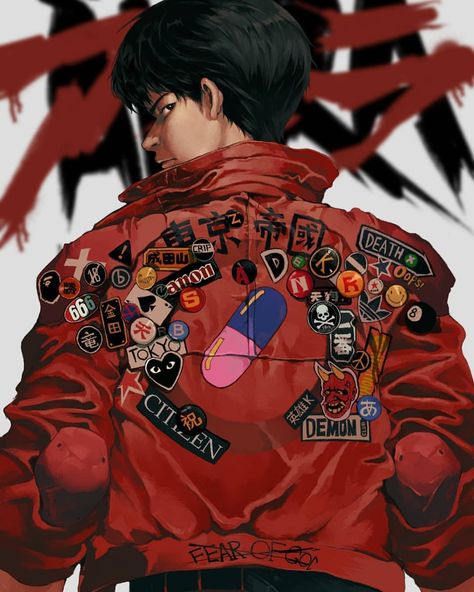 Rate work from 1 to 10! . By @suzumesakiii . . . #kaneda #akira #anime #manga #japan #samurai Akira Poster, Shotaro Kaneda, Kuchiki Byakuya, Akira Anime, Battle Angel Alita, Neo Tokyo, Anime City, Poster Anime, Old Anime