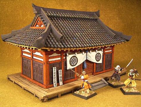 Japanese House Diorama, Japanese Structure, Traditional Japanese Temple, Samurai House, Japanese Roof, Perry Miniatures, Japanese Traditional Architecture, Japan Traditional House, Japanese Buildings