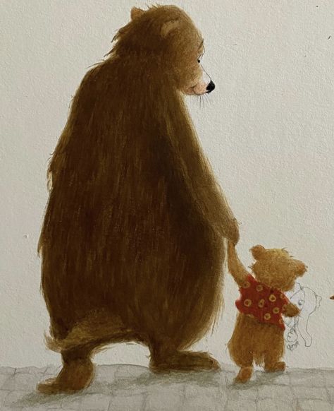 Cute Bear Illustration, Mom Illustration, Winnie The Pooh Pictures, Kids Illustration, Gouache Illustrations, Graphic Arts Illustration, Bear Illustration, Book Illustration Art, Cartoon Bear