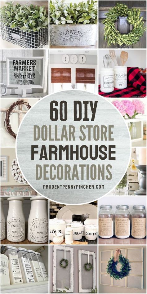 Dollar Store Farmhouse Decor, Diy Farmhouse Ideas, Diy Farmhouse Decoration, Farmhouse Decorations, Deco Champetre, Astuces Diy, Dekor Diy, Farmhouse Decor Ideas, Diy Dollar Tree Decor