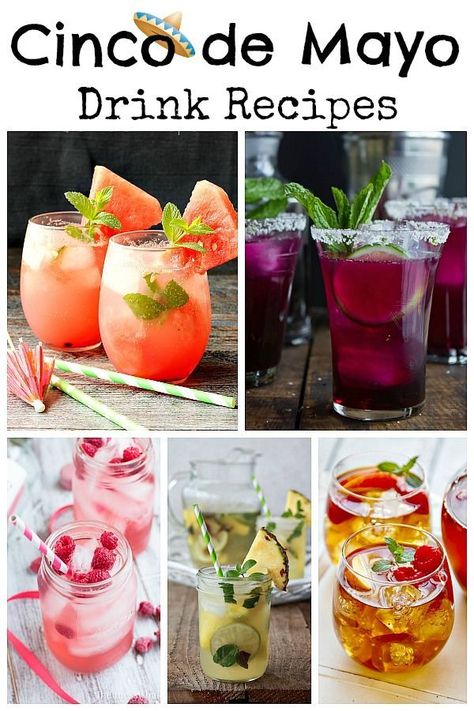 Put the beer down and celebrate Cinco de Mayo with a festive more tasty drink this holiday. These Cinco de Mayo drink recipes are going to be a hit at your Cinco de Mayo party! Cinco De Mayo 30th Birthday Party, Orange Mojito, Vegetable Cocktails, Moscato Sangria, Beautiful Drinks, Party Food Platters, Taco Bar, 5 De Mayo, Party Food And Drinks