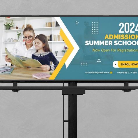 School Billboard Design PSD Templates Corporate Identity School Billboard Design, Billboard Design Advertising, Billboard Advertising, Billboard Design, Modern Web Design, Design Geometric, Summer School, Design Ad, Corporate Identity