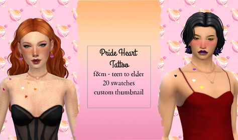 Pride Hearts Tattoo - The Sims 4 Create a Sim - CurseForge Hearts Tattoo, Chest Tattoo, Small Heart, The Sims 4, Heart Tattoo, The Sims, Sims 4, Tattoos