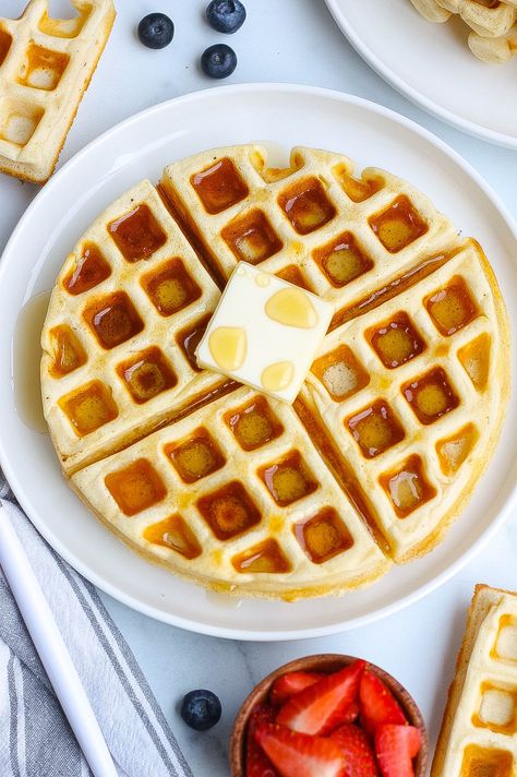 Classic Buttermilk Waffles (The Best Recipe) Waffles With Buttermilk, Waffle Recipe With Buttermilk, Best Buttermilk Waffles, Banana Buttermilk Waffles, Buttermilk Waffle, Whole Wheat Buttermilk Waffles, Classic Waffle Recipe, Buttermilk Waffles, Waffle Ingredients