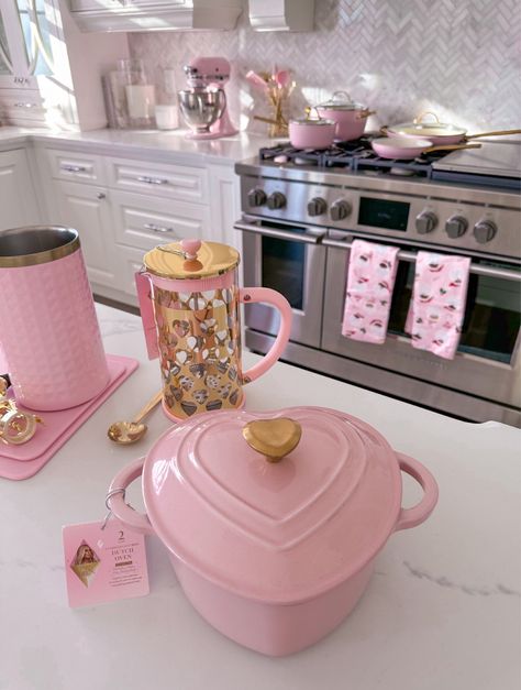 Paris Hilton Enameled Cast Iron … curated on LTK Coquette Kitchen Aesthetic, Paris Hilton Kitchen Collection, Pink Kitchen Apartment, Barbie Kitchen Ideas, Pink Kitchen Items, Paris Hilton Cookware, Paris Hilton Kitchen, Paris Hilton Kitchen Set, Gold And Pink Kitchen