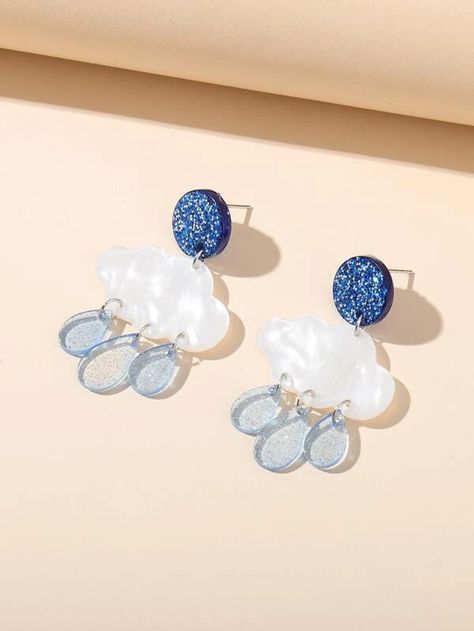 Jewels Diy, Cloud Design, Resin Jewelry Diy, Boho Style Earrings, Polymer Clay Jewelry Diy, Art Earrings, Clouds Design, Clay Jewelry Diy, Diy Resin Crafts