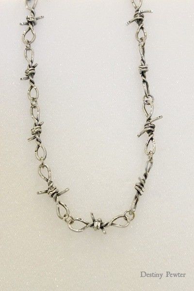 http://www.ebay.com/itm/Pewter-Silver-Handmade-Diamond-Cut-Barbed-Wire-Chain-Jewelry-Necklace-/281301977344?&_trksid=p2056016.m2518.l4276 Barbed Wire Jewelry, Barb Wire, Necklace Inspiration, Copper Bracelets, Jewelry Chains, Country Jewelry, Trendy Jewerly, Best Friend Jewelry, Necklace Ideas