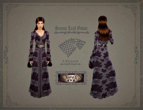 simmring: Sansa Gowns, Part I:  This is part... | love 4 cc finds Sims 4 Folklore Cc, Retro Clothes, Rose Clothing, Song Of Ice And Fire, Old Outfits, Sims 4 Characters, Ice And Fire, Park Rosé, Sansa Stark