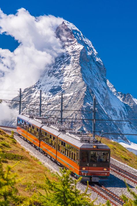 Take in the pure mountain air of the Swiss Alps with Viking Cruises on a cogwheel ride through the summits of Gornergrat and Zermatt, taking in sweeping views along the base of the Matterhorn. #myvikingstory #nature #travel #wanderlust #destinations #bucketlist #fall #autumn #spring #summer #rivercruise #cruise Zermatt Summer, Matterhorn Switzerland, Bernina Express, The Matterhorn, Viking Cruises, Scenic Train Rides, Hiking Destinations, Interlaken, Cruise Destinations