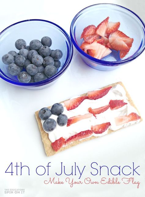 Edible Flag Recipe and Patriotic Crafts for Kids for Memorial Day, 4th of July & Veterans Day with Kids 4th Of July For Kids, Patriotic Snacks, 4th Of July Food, Edible Crafts, Summer Preschool, Patriotic Crafts, The Fourth Of July, July Crafts, Food Crafts