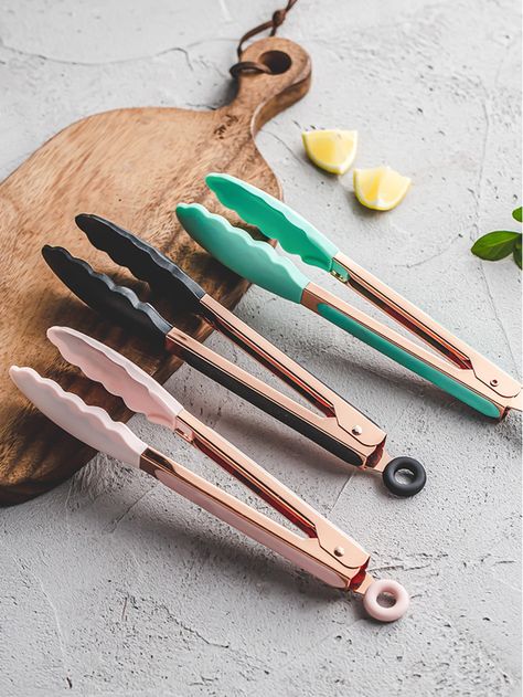 Multicolor    Stainless Steel  Tongs Embellished   Kitchen & Dining Gold Kitchen Utensils, Birthday Cake Video, Baking Store, Kitchen Decor Collections, Peanut Butter Blossom Cookies, Kitchen Tongs, Donut Maker, Peanut Butter Blossoms, Salad Tongs